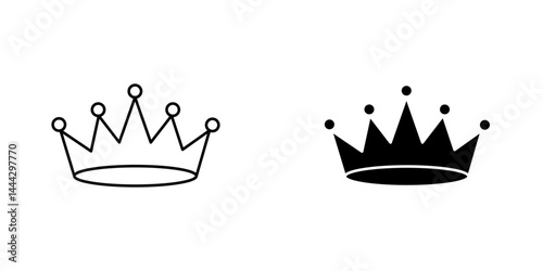 Crown icon symbol collection on white background.