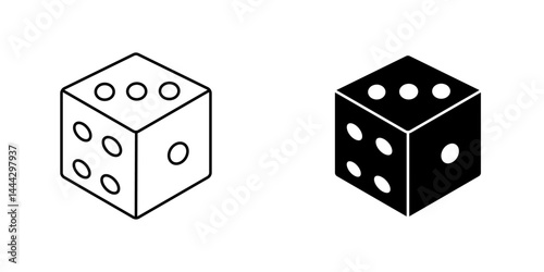 Dice icon symbol collection on white background.