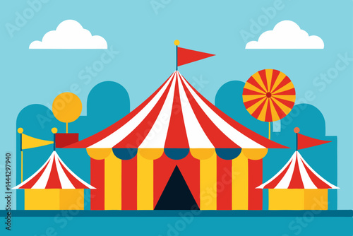 Vibrant Circus Tent Illustration Festive Carnival Atmosphere Design