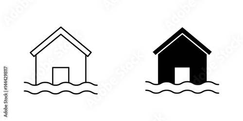 House flood icon symbol collection on white background.
