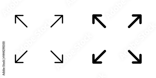 Expand icon symbol collection on white background.