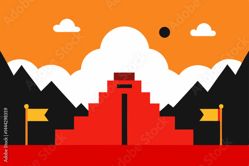Ancient Pyramid Architecture Majestic Structure in Mountain Landscape