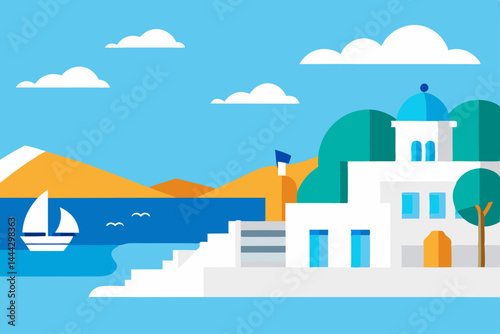 Mediterranean Coastal Charm Seaside Villa and Aegean Sea Vista