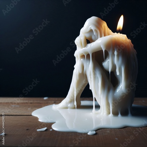 Melting Wax Sculpture A human like figure sculpted entirely from