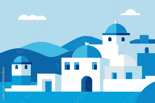 Serene Greek Island Village A Blue and White Architectural Masterpiece