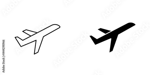 Plane icon symbol collection on white background.