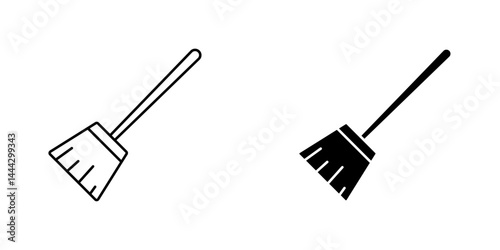 Broom icon symbol collection on white background.