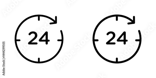 24 hrs icon symbol collection on white background.