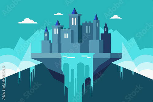 Enchanted Floating Castle City A Fairytale Landscape Illustration