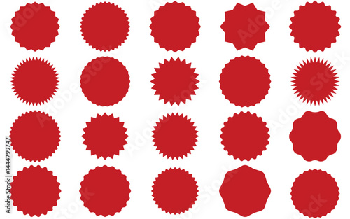 WebPrice tags, Stickers, Labels, Tags, Ribbons, Red shopping labels, Sale, Discount sticker, Special offer, Price tag, Supermarket promotional badge, Vector, Sunburst icon, Starburst red sticker, Spec
