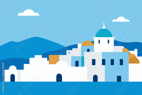 Charming Greek Island Village A Summer Escape Illustration