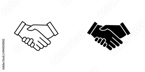 Handshake icon symbol collection on white background.