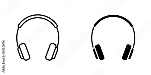 Headset icon symbol collection on white background.