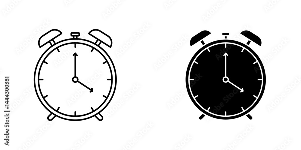Fototapeta premium Alarm clock icon symbol collection on white background.