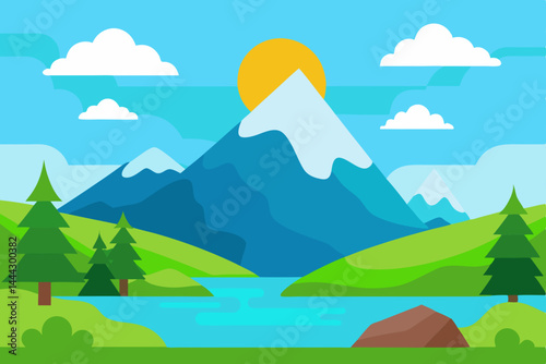 Serene Mountain Lake Landscape A Picturesque Summer Scene