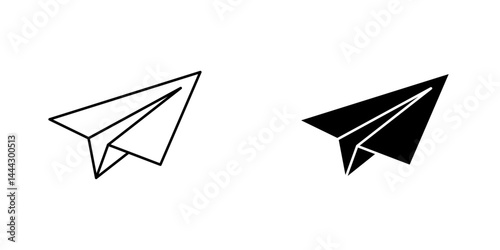 Paper plane icon symbol collection on white background.