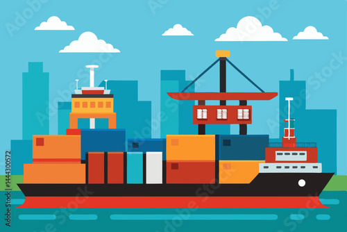 Global Cargo Shipping Container Ships and Port Logistics