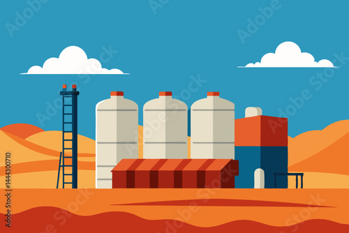 Desert Industrial Complex  Large-Scale Processing Plant in Arid Climate