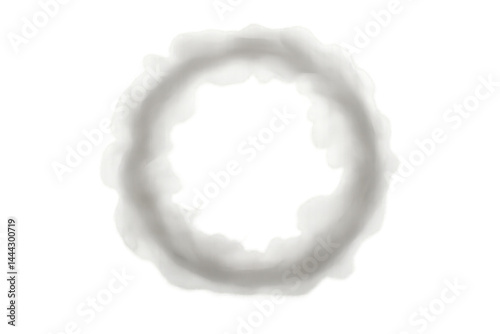 Circular smoke ring with soft, fluffy edges.