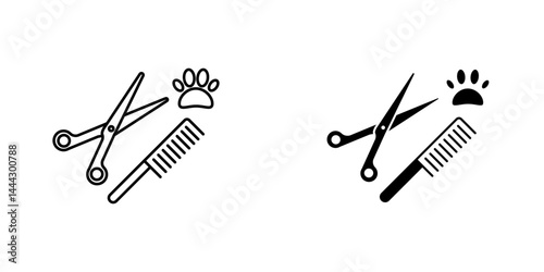 Pet grooming icon symbol collection on white background.