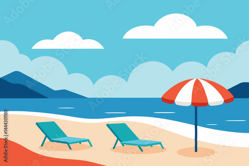Relaxing Beach Scene Sun, Sand, and Serene Coastal Escape
