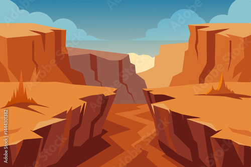 Majestic Desert Canyon Landscape A Breathtaking Vista of Rugged Cliffs and Sandy Terrain