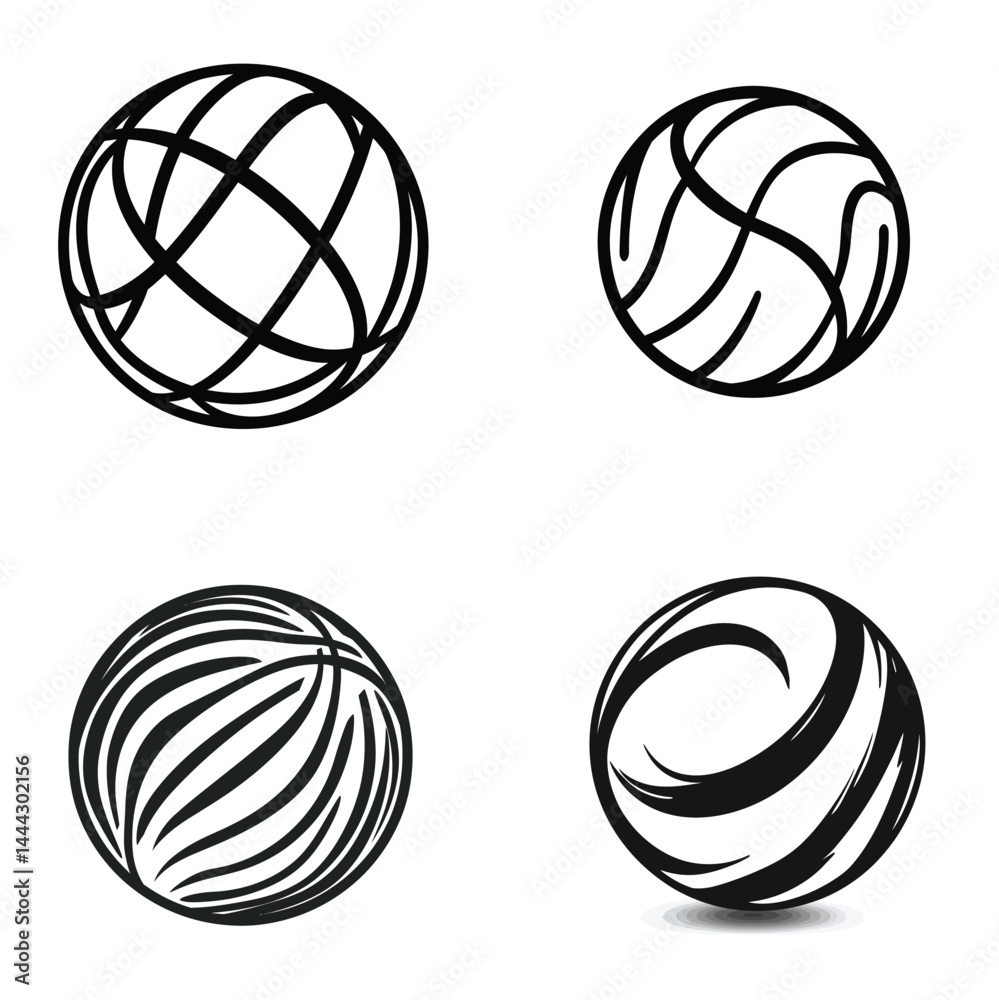 Abstract Sphere Set Black Shape Round Ball Silhouette on Transparent Background Abstract Sphere Set Black Shape Round Ball Silhouette on Transparent Background