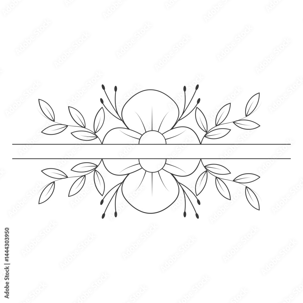 Obraz premium Floral Border Divider Decoration. Flat Vector Illustration.