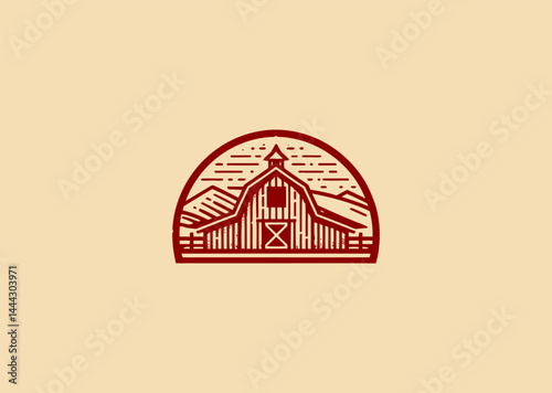 Barn logo for farm, agriculture, or organic food business branding.