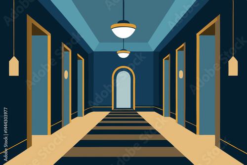 Elegant Hotel Corridor A Modern Art Deco Interior Design
