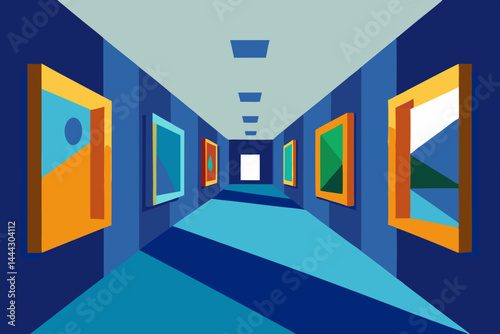 Endless Corridor of Abstract Art A Visual Journey Through Modern Gallery Spaces