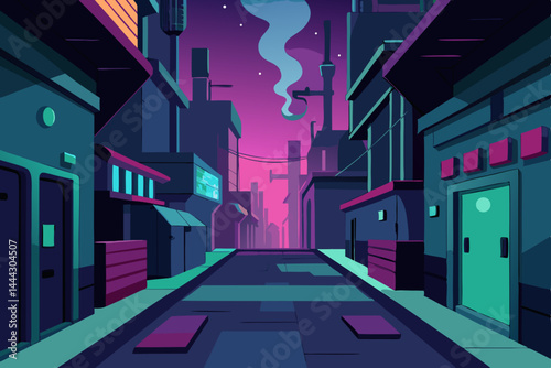 Cyberpunk Cityscape Neon Nights and Industrial Dreams