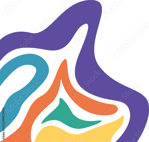 Colorful Wavy Fluid Corner. Y2k, Psychedelic, Abstract broder for any design.
