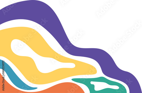 Colorful Wavy Fluid Corner. Y2k, Psychedelic, Abstract broder for any design.