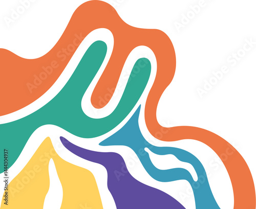 Colorful Wavy Fluid Corner. Y2k, Psychedelic, Abstract broder for any design.