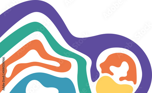 Colorful Wavy Fluid Corner. Y2k, Psychedelic, Abstract broder for any design.