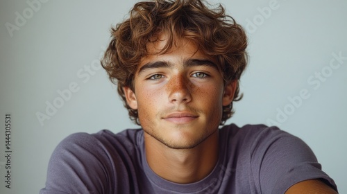 Obraz na płótnie Portrait of a Young Man with Curly Hair w salonie