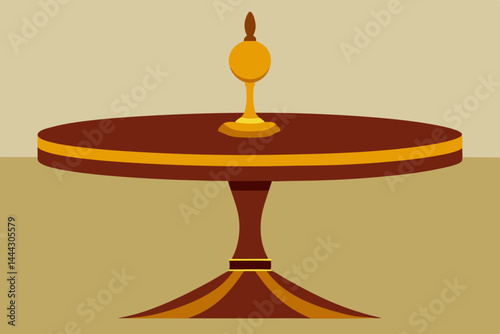 Elegant Round Table with Gold Accents Classic Furniture Design