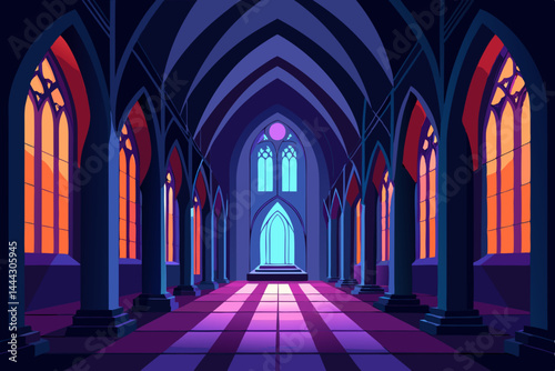 Mystical Gothic Cathedral A Nighttime View of Architectural Grandeur