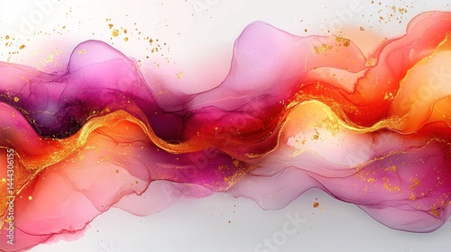 Obraz na płótnie Abstract Fluid Art: Golden Hues and Crimson Waves w salonie