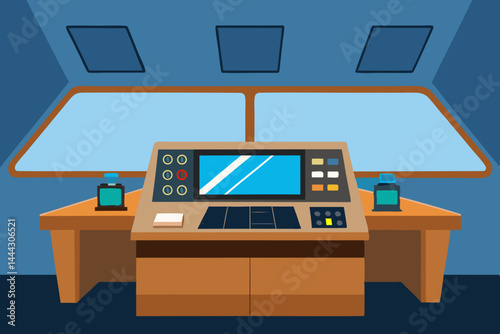 Futuristic Spaceship Bridge Control Room Interior Design Concept