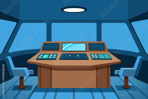 Futuristic Spaceship Bridge Interior Design Concept