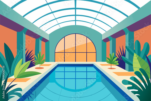 Indoor Pool Oasis Tranquil Relaxation in a Sunlit Sanctuary