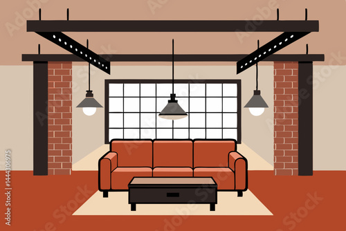 Modern Loft Apartment Interior Design Exposed Brick, Industrial Lighting, and Cozy Sofa