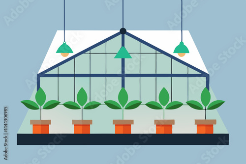 Modern Greenhouse Interior Design Plants Thriving Under Artificial Lighting