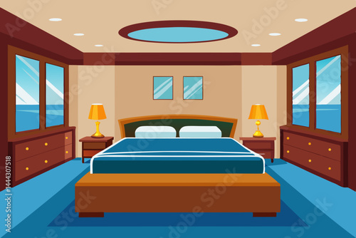 Luxury Yacht Bedroom Ocean View Suite Design & Interior