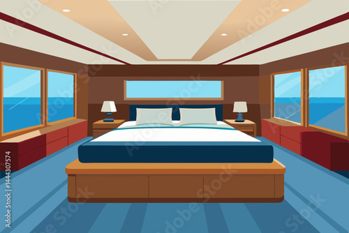 Luxury Yacht Master Suite Ocean View Bedroom Design