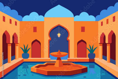 Serene Courtyard An Oasis of Tranquility, Islamic Architecture, and Peaceful Design