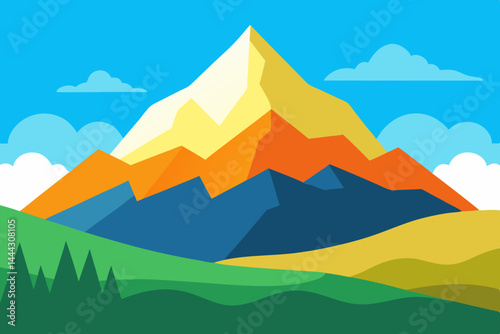 Majestic Mountain Landscape A Vibrant Illustration of Nature's Majesty