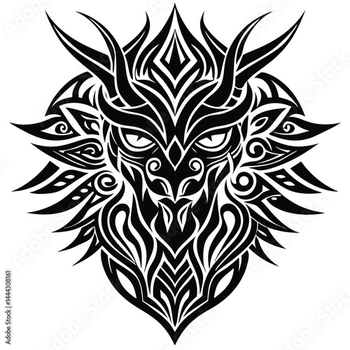 Tribal Dragon Head Tattoo Design Fierce Black Ink Art